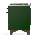 ILVE Majestic III 60-inch Dual Fuel Range with 7 Natural Gas Burner, Griddle and Solid Door Electric Oven in Emerald Green with Burnished Trim (UM60FQNR3EGB)