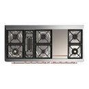 ILVE Majestic III 60-inch Dual Fuel Range with 7 Natural Gas Burner, Griddle and Solid Door Electric Oven in Emerald Green with Copper Trim (UM60FQNR3EGP)