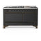 ILVE Majestic III 60-inch Dual Fuel Range with 5 Liquid Propane Burner, Griddle and Solid Door Electric Oven in Graphite Matte with Burnished Trim (UM60FQNR3MGBLP)