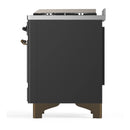 ILVE Majestic III 60-inch Dual Fuel Range with 7 Natural Gas Burner, Griddle and Solid Door Electric Oven in Graphite Matte with Burnished Trim (UM60FQNR3MGB)