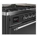 ILVE Majestic III 60-inch Dual Fuel Range with 7 Natural Gas Burner, Griddle and Solid Door Electric Oven in Graphite Matte with Chrome Trim (UM60FQNR3MGC)