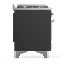 ILVE Majestic III 60-inch Dual Fuel Range with 7 Natural Gas Burner, Griddle and Solid Door Electric Oven in Graphite Matte with Chrome Trim (UM60FQNR3MGC)