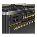 ILVE Majestic III 60-inch Dual Fuel Range with 5 Liquid Propane Burner, Griddle and Solid Door Electric Oven in Graphite Matte with Brass Trim (UM60FQNR3MGGLP)