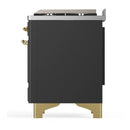 ILVE Majestic III 60-inch Dual Fuel Range with 7 Natural Gas Burner, Griddle and Solid Door Electric Oven in Graphite Matte with Brass Trim (UM60FQNR3MGG)