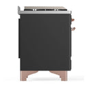 ILVE Majestic III 60-inch Dual Fuel Range with 7 Natural Gas Burner, Griddle and Solid Door Electric Oven in Graphite Matte with Copper Trim (UM60FQNR3MGP)