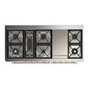 ILVE Majestic III 60-inch Dual Fuel Range with 7 Natural Gas Burner, Griddle and Solid Door Electric Oven in Graphite Matte with Copper Trim (UM60FQNR3MGP)