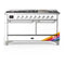 ILVE Majestic III 60-inch Dual Fuel Range with 5 Liquid Propane Burner, Griddle and Solid Door Electric Oven in RAL with Chrome Trim (UM60FQNR3RACLP)