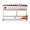 ILVE Majestic III 60-inch Dual Fuel Range with 7 Natural Gas Burner, Griddle and Solid Door Electric Oven in RAL with Copper Trim (UM60FQNR3RAP)