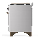ILVE Majestic III 60-inch Dual Fuel Range with 7 Natural Gas Burner, Griddle and Solid Door Electric Oven in Stainless Steel with Burnished Trim (UM60FQNR3SSB)