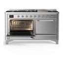 ILVE Majestic III 60-inch Dual Fuel Range with 5 Liquid Propane Burner, Griddle and Solid Door Electric Oven in Stainless Steel with Chrome Trim (UM60FQNR3SSCLP)
