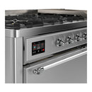 ILVE Majestic III 60-inch Dual Fuel Range with 7 Natural Gas Burner, Griddle and Solid Door Electric Oven in Stainless Steel with Chrome Trim (UM60FQNR3SSC)