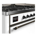 ILVE Majestic III 60-inch Dual Fuel Range with 5 Liquid Propane Burner, Griddle and Solid Door Electric Oven in White with Burnished Trim (UM60FQNR3WHBLP)