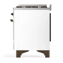 ILVE Majestic III 60-inch Dual Fuel Range with 5 Liquid Propane Burner, Griddle and Solid Door Electric Oven in White with Burnished Trim (UM60FQNR3WHBLP)