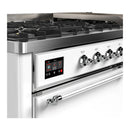 ILVE Majestic III 60-inch Dual Fuel Range with 5 Liquid Propane Burner, Griddle and Solid Door Electric Oven in White with Chrome Trim (UM60FQNR3WHCLP)