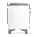 ILVE Majestic III 60-inch Dual Fuel Range with 7 Natural Gas Burner, Griddle and Solid Door Electric Oven in White with Chrome Trim (UM60FQNR3WHC)