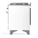 ILVE Majestic III 60-inch Dual Fuel Range with 7 Natural Gas Burner, Griddle and Solid Door Electric Oven in White with Chrome Trim (UM60FQNR3WHC)