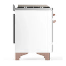 ILVE Majestic III 60-inch Dual Fuel Range with 7 Natural Gas Burner, Griddle and Solid Door Electric Oven in White with Copper Trim (UM60FQNR3WHP)