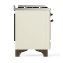 ILVE Majestic III 60-inch Dual Fuel Range with 7 Natural Gas Burner, Griddle, French Top and Triple Glass Door Electric Oven in Antique White with Burnished Trim (UM60FSNR3AWB)