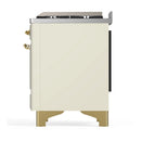 ILVE Majestic III 60-inch Dual Fuel Range with 7 Natural Gas Burner, Griddle, French Top and Triple Glass Door Electric Oven in Antique White with Brass Trim (UM60FSNR3AWG)