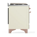ILVE Majestic III 60-inch Dual Fuel Range with 7 Natural Gas Burner, Griddle, French Top and Triple Glass Door Electric Oven in Antique White with Copper Trim (UM60FSNR3AWP)