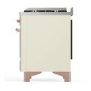 ILVE Majestic III 60-inch Dual Fuel Range with 7 Natural Gas Burner, Griddle, French Top and Triple Glass Door Electric Oven in Antique White with Copper Trim (UM60FSNR3AWP)