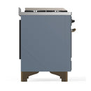 ILVE Majestic III 60-inch Dual Fuel Range with 7 Natural Gas Burner, Griddle, French Top and Triple Glass Door Electric Oven in Blue Grey with Burnished Trim (UM60FSNR3BGB)