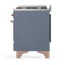 ILVE Majestic III 60-inch Dual Fuel Range with 5 Liquid Propane Burner, Griddle, French Top and Triple Glass Door Electric Oven in Blue Grey with Copper Trim (UM60FSNR3BGPLP)