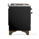 ILVE Majestic III 60-inch Dual Fuel Range with 7 Natural Gas Burner, Griddle, French Top and Triple Glass Door Electric Oven in Glossy Black with Burnished Trim (UM60FSNR3BKB)