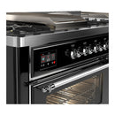 ILVE Majestic III 60-inch Dual Fuel Range with 5 Liquid Propane Burner, Griddle, French Top and Triple Glass Door Electric Oven in Glossy Black with Chrome Trim (UM60FSNR3BKCLP)