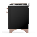 ILVE Majestic III 60-inch Dual Fuel Range with 7 Natural Gas Burner, Griddle, French Top and Triple Glass Door Electric Oven in Glossy Black with Copper Trim (UM60FSNR3BKP)
