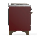 ILVE Majestic III 60-inch Dual Fuel Range with 7 Natural Gas Burner, Griddle, French Top and Triple Glass Door Electric Oven in Burgundy with Burnished Trim (UM60FSNR3BUB)