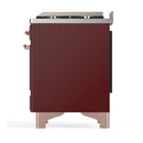 ILVE Majestic III 60-inch Dual Fuel Range with 5 Liquid Propane Burner, Griddle, French Top and Triple Glass Door Electric Oven in Burgundy with Copper Trim (UM60FSNR3BUPLP)