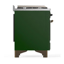ILVE Majestic III 60-inch Dual Fuel Range with 7 Natural Gas Burner, Griddle, French Top and Triple Glass Door Electric Oven in Emerald Green with Burnished Trim (UM60FSNR3EGB)