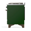 ILVE Majestic III 60-inch Dual Fuel Range with 7 Natural Gas Burner, Griddle, French Top and Triple Glass Door Electric Oven in Emerald Green with Burnished Trim (UM60FSNR3EGB)