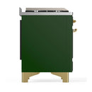 ILVE Majestic III 60-inch Dual Fuel Range with 5 Liquid Propane Burner, Griddle, French Top and Triple Glass Door Electric Oven in Emerald Green with Brass Trim (UM60FSNR3EGGLP)