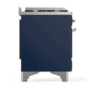 ILVE Majestic III 60-inch Dual Fuel Range with 7 Natural Gas Burner, Griddle, French Top and Triple Glass Door Electric Oven in Midnight Blue with Chrome Trim (UM60FSNR3MBC)