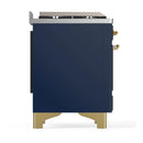 ILVE Majestic III 60-inch Dual Fuel Range with 5 Liquid Propane Burner, Griddle, French Top and Triple Glass Door Electric Oven in Blue Grey with Brass Trim (UM60FSNR3MBGLP)