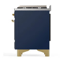ILVE Majestic III 60-inch Dual Fuel Range with 5 Liquid Propane Burner, Griddle, French Top and Triple Glass Door Electric Oven in Blue Grey with Brass Trim (UM60FSNR3MBGLP)