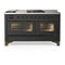 ILVE Majestic III 60-inch Dual Fuel Range with 5 Liquid Propane Burner, Griddle, French Top and Triple Glass Door Electric Oven in Graphite Matte with Burnished Trim (UM60FSNR3MGBLP)