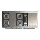 ILVE Majestic III 60-inch Dual Fuel Range with 7 Natural Gas Burner, Griddle, French Top and Triple Glass Door Electric Oven in Graphite Matte with Burnished Trim (UM60FSNR3MGB)