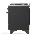 ILVE Majestic III 60-inch Dual Fuel Range with 7 Natural Gas Burner, Griddle, French Top and Triple Glass Door Electric Oven in Graphite Matte with Burnished Trim (UM60FSNR3MGB)