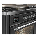 ILVE Majestic III 60-inch Dual Fuel Range with 7 Natural Gas Burner, Griddle, French Top and Triple Glass Door Electric Oven in Graphite Matte with Chrome Trim (UM60FSNR3MGC)
