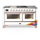 ILVE Majestic III 60-inch Dual Fuel Range with 5 Liquid Propane Burner, Griddle, French Top and Triple Glass Door Electric Oven in RAL with Copper Trim (UM60FSNR3RAPLP)