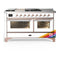 ILVE Majestic III 60-inch Dual Fuel Range with 5 Liquid Propane Burner, Griddle, French Top and Triple Glass Door Electric Oven in RAL with Copper Trim (UM60FSNR3RAPLP)