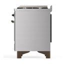 ILVE Majestic III 60-inch Dual Fuel Range with 7 Natural Gas Burner, Griddle, French Top and Triple Glass Door Electric Oven in Stainless Steel with Burnished Trim (UM60FSNR3SSB)