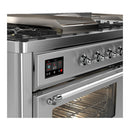 ILVE Majestic III 60-inch Dual Fuel Range with 7 Natural Gas Burner, Griddle, French Top and Triple Glass Door Electric Oven in Stainless Steel with Chrome Trim (UM60FSNR3SSC)