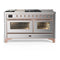 ILVE Majestic III 60-inch Dual Fuel Range with 5 Liquid Propane Burner, Griddle, French Top and Triple Glass Door Electric Oven in Stainless Steel with Copper Trim (UM60FSNR3SSPLP)