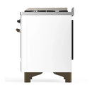 ILVE Majestic III 60-inch Dual Fuel Range with 7 Natural Gas Burner, Griddle, French Top and Triple Glass Door Electric Oven in White with Burnished Trim (UM60FSNR3WHB)