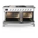 ILVE Majestic III 60-inch Dual Fuel Range with 5 Liquid Propane Burner, Griddle, French Top and Triple Glass Door Electric Oven in White with Chrome Trim (UM60FSNR3WHCLP)