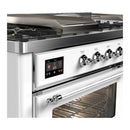 ILVE Majestic III 60-inch Dual Fuel Range with 5 Liquid Propane Burner, Griddle, French Top and Triple Glass Door Electric Oven in White with Chrome Trim (UM60FSNR3WHCLP)